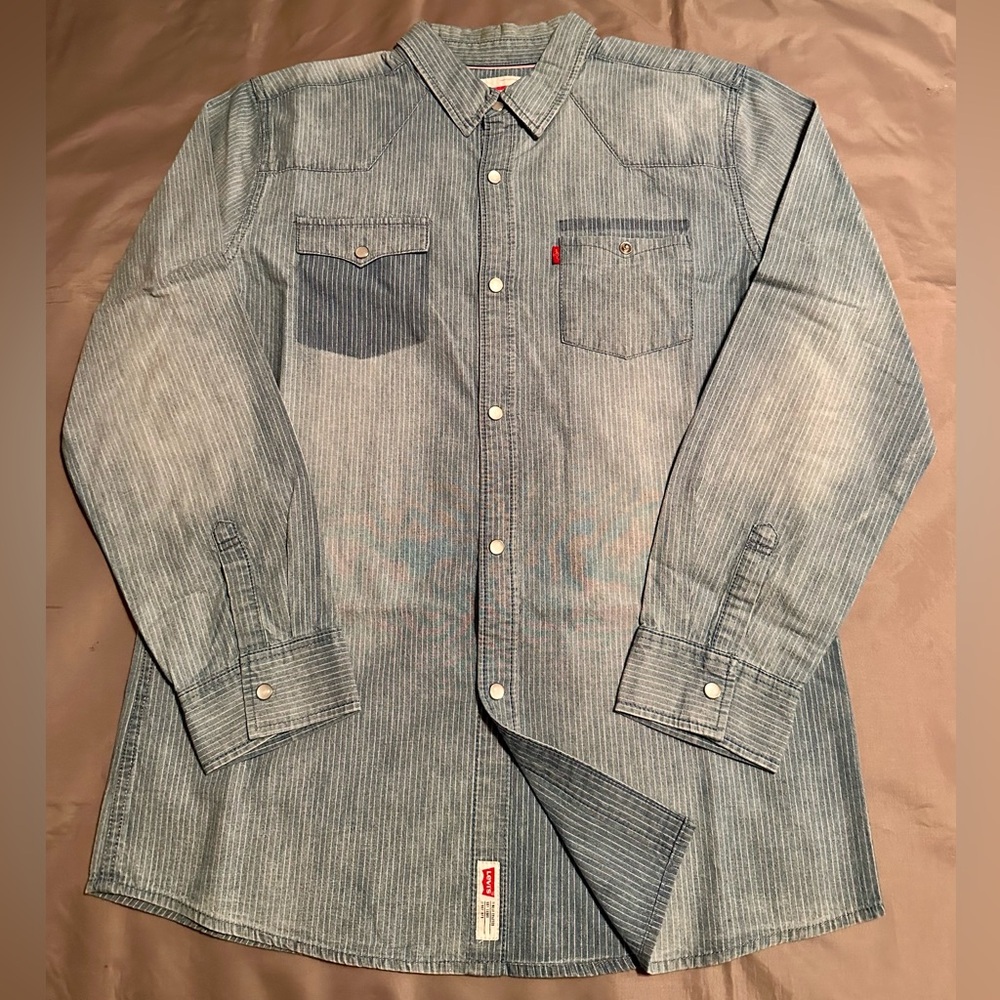Boys Levi's Striped Denim Button-Front Shirt